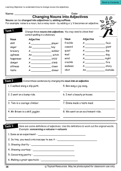 Changing Nouns into Adjectives