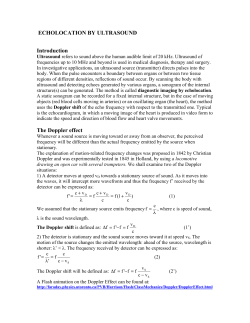 ECHOLOCATION BY ULTRASOUND Introduction The Doppler effect