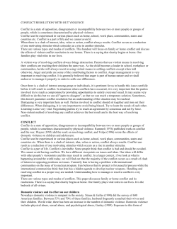 CONFLICT RESOLUTION WITH OUT VIOLENCE Conflict is a state