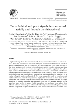 Can aphid-induced plant signals be transmitted aerially and