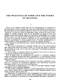 THE MEANINGS OF FORM AND THE FORMS OF MEANING