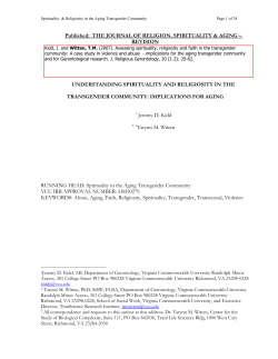 Understanding Spirituality and Religiosity in the Transgender