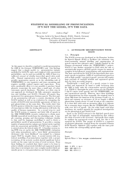 statistical modelling of pronunciation: it`s not the model, it`s the data