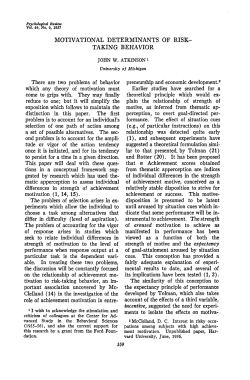 MOTIVATIONAL DETERMINANTS OF RISK