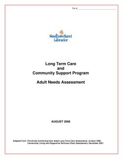 Long Term Care and Community Support Program Adult Needs