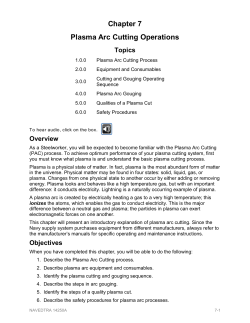 Chapter 7 Plasma Arc Cutting Operations