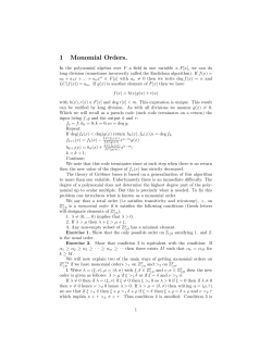 1 Monomial Orders. - UCSD Math Department
