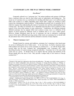 customary law: the way things were, codified