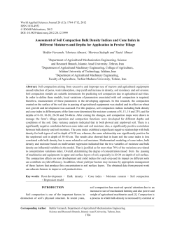 Assessment of Soil Compaction Bulk Density Indices and Cone