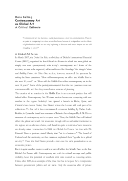 Hans Belting Contemporary Art as Global Art A Critical Estimate