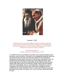 The Common Declaration of Patriarch Athenagoras and Pope Paul VI