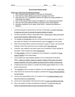 Name: Block: _____ Date: ______ Government Study Guide