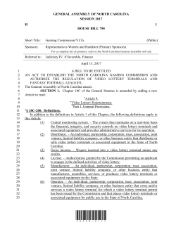 Gaming Commission/VLTs. - North Carolina General Assembly