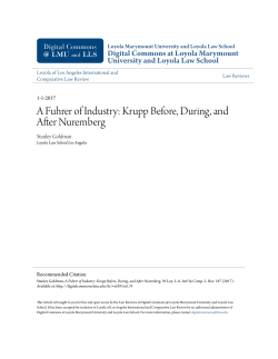 A Fuhrer of Industry: Krupp Before, During, and After Nuremberg