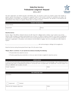 Selective Service Professional Judgment Request