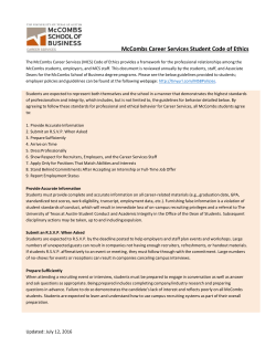 View the McCombs Career Services Student Code of Ethics