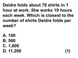 Deidre folds about 78 shirts in 1 hour at work. She works 19 hours