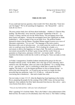 KCL Chapel Spring term Sermon Series Luke 3:21