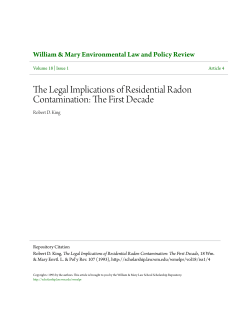 The Legal Implications of Residential Radon Contamination: The