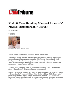 Koskoff Crew Handling Med-mal Aspects Of Michael Jackson Family