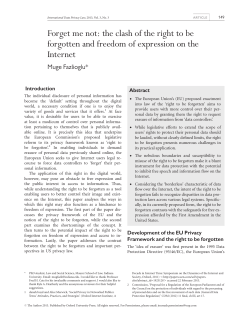 Forget me not: the clash of the right to be forgotten and freedom of