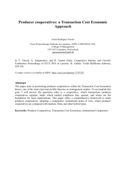 Producer cooperatives: a Transaction Cost - Infoscience