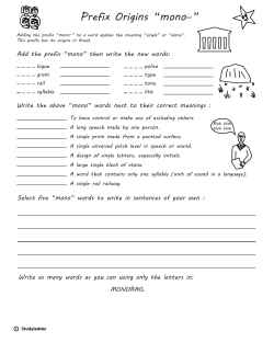 Prefix Origins mono- Year 6