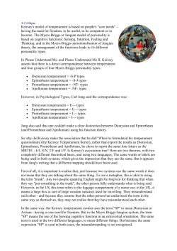 Keirsey`s model of temperament is based on people`s "core needs