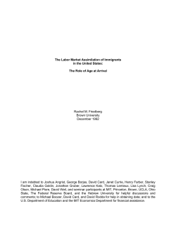 The Labor Market Assimilation of Immigrants in