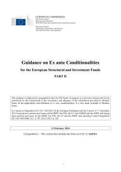 Guidance on Ex ante Conditionalities