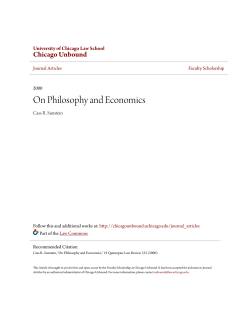 On Philosophy and Economics