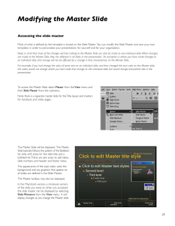 Modifying the Master Slide