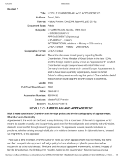 Chamberlain and Appeasement