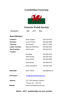 May 2011 Newsletter - Victoria Welsh Society
