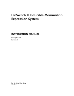 Manual: LacSwitch II Inducible Mammalian Expression System