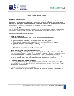 How to Write an Opinion Editorial What is an Opinion Editorial