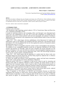 AGRICULTURAL CADASTRE &ndash; ACHIVEMENTS AND