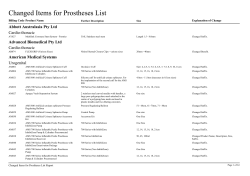 Changed Prostheses List - Private Healthcare Australia