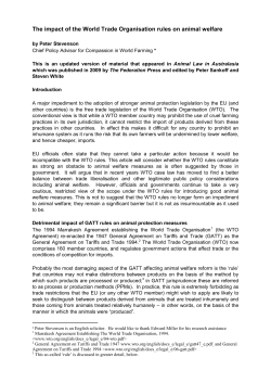 The impact of the World Trade Organisation rules on animal welfare