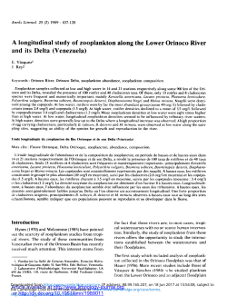 A longitudinal study of zooplankton along the Lower Orinoco River