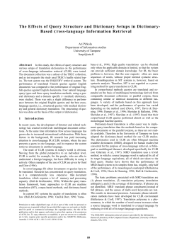 The Effects of Query Structure and Dictionary Setups in Dictionary