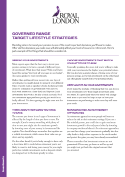 Governed Range &ndash; Target Lifestyle Strategies (Consumer Facing)