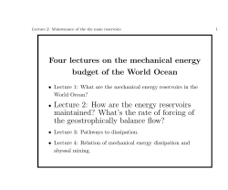 Four lectures on the mechanical energy budget of the World Ocean