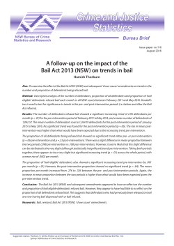 A follow-up on the impact of the Bail Act 2013 (NSW) on trends in bail