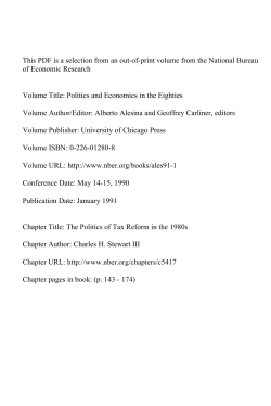 The Politics of Tax Reform in the 1980s