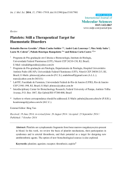 Platelets: Still a Therapeutical Target for Haemostatic Disorders