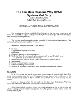 The Ten Main Reasons Why HVAC Systems Get Dirty