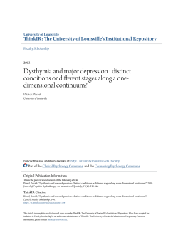 Dysthymia and major depression : distinct conditions or