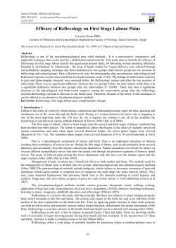 Efficacy of Reflexology on First Stage Labour Pains