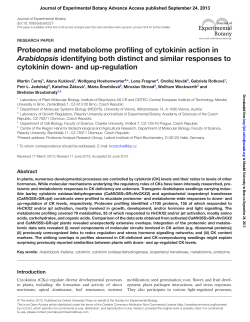 Proteome and metabolome profiling of cytokinin action in